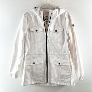 Michael Kors Long Sleeve Full Zip Lightweight Hip Length Camo White Jacket M